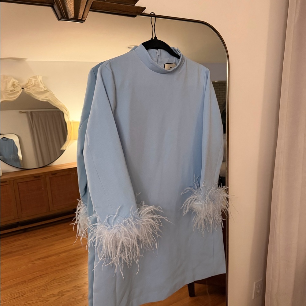 Tuckernuck Light Blue Feather Cuff Dress – Size L